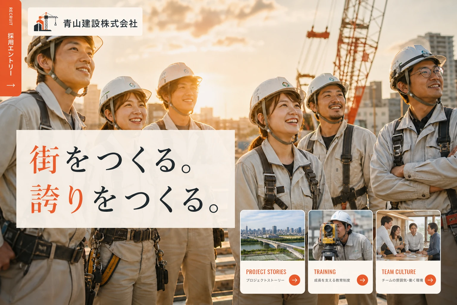 当社が制作する場合のデザイン例（B案：人と現場・採用）