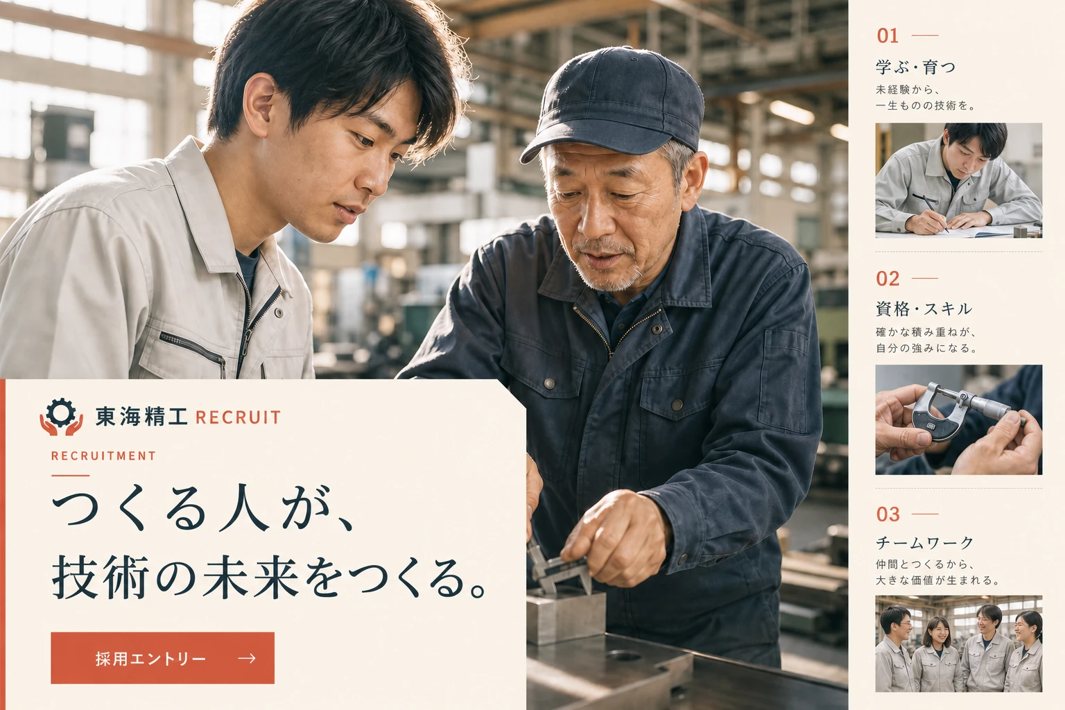 当社が制作する場合のデザイン例（B案：現場力・採用）