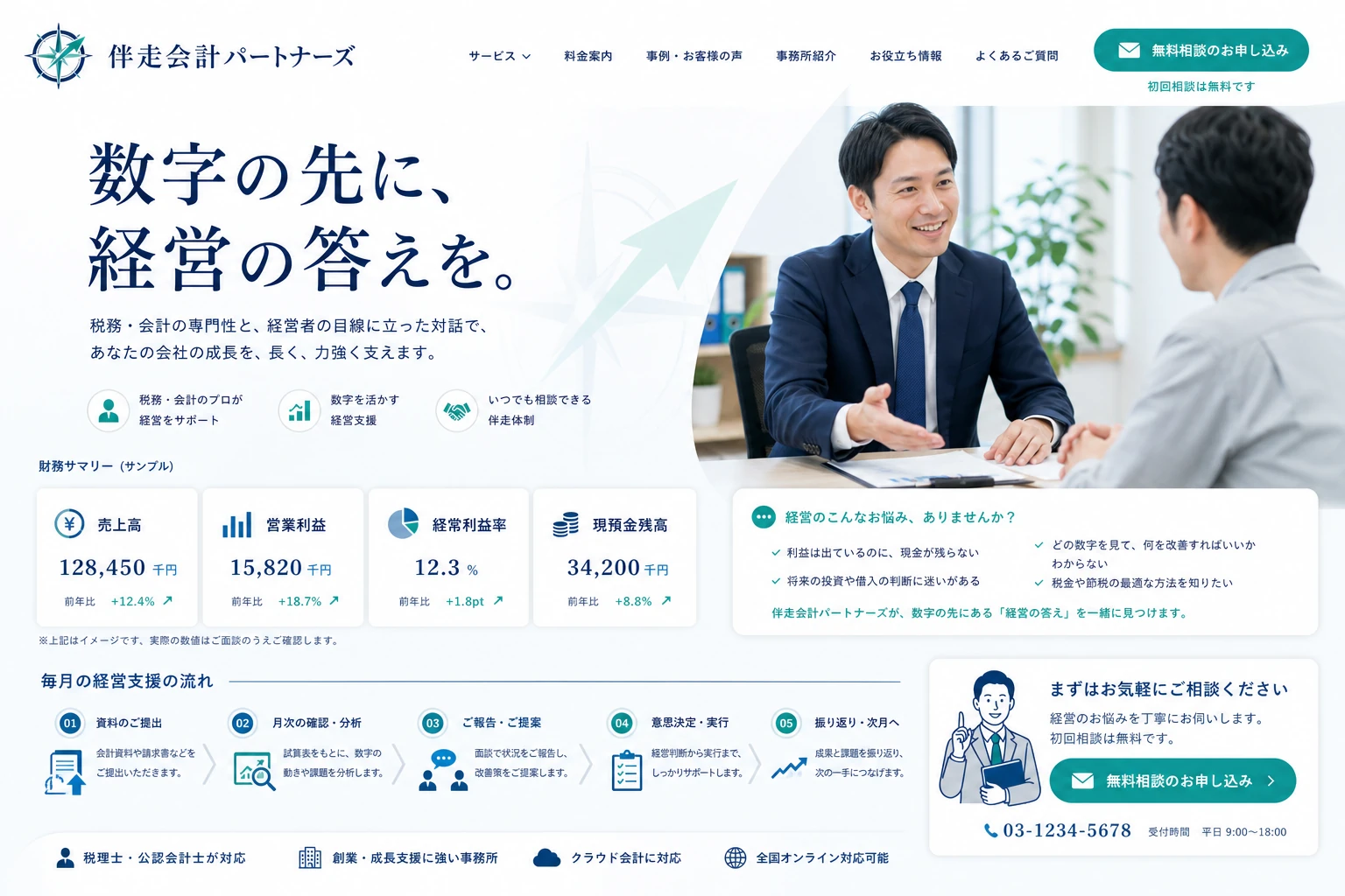 当社が制作する場合のデザイン例（A案：経営伴走）