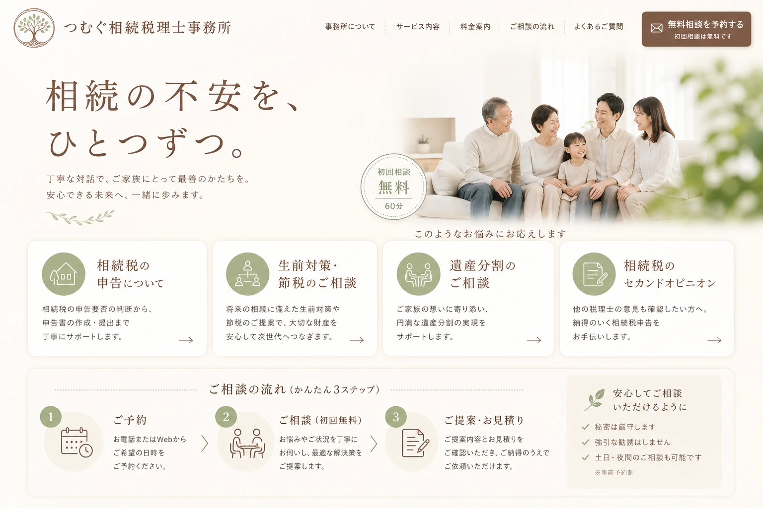 当社が制作する場合のデザイン例（C案：相続相談）